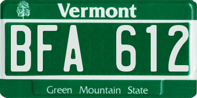 VT license plate BFA612