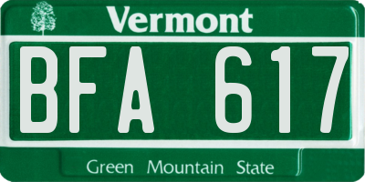 VT license plate BFA617