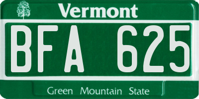 VT license plate BFA625