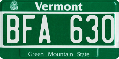 VT license plate BFA630