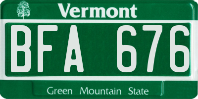 VT license plate BFA676