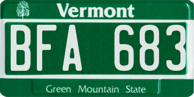 VT license plate BFA683