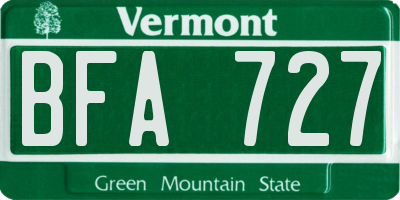 VT license plate BFA727
