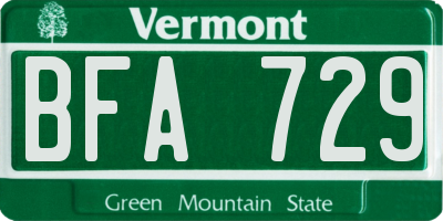 VT license plate BFA729