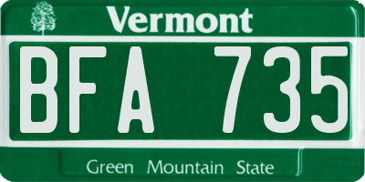 VT license plate BFA735
