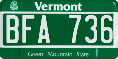 VT license plate BFA736