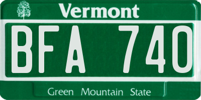 VT license plate BFA740