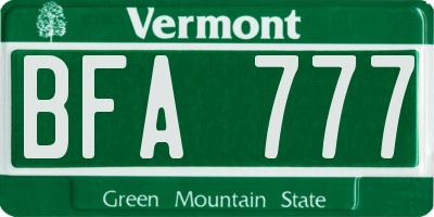 VT license plate BFA777
