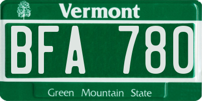 VT license plate BFA780