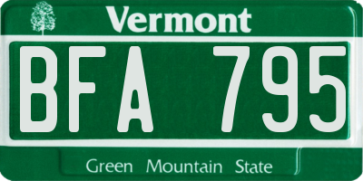 VT license plate BFA795