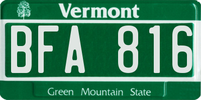 VT license plate BFA816