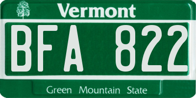 VT license plate BFA822