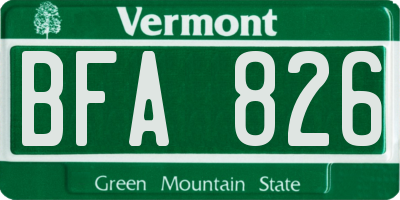 VT license plate BFA826