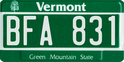 VT license plate BFA831