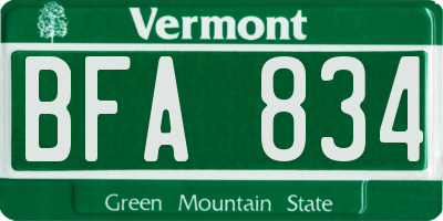 VT license plate BFA834