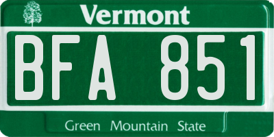 VT license plate BFA851