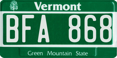 VT license plate BFA868