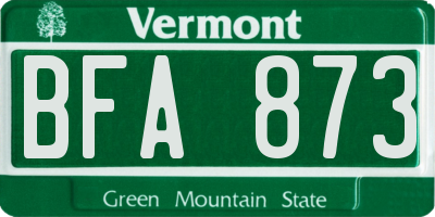 VT license plate BFA873