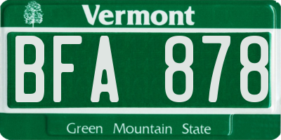 VT license plate BFA878