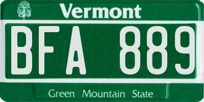 VT license plate BFA889