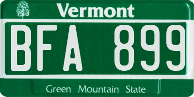 VT license plate BFA899