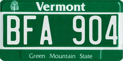 VT license plate BFA904