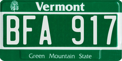 VT license plate BFA917