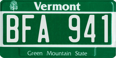 VT license plate BFA941
