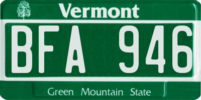 VT license plate BFA946