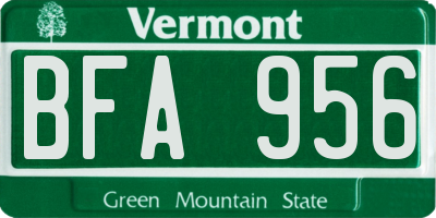 VT license plate BFA956