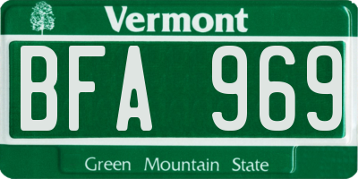 VT license plate BFA969