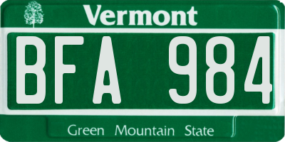 VT license plate BFA984