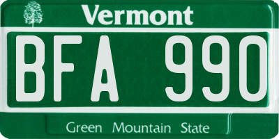 VT license plate BFA990