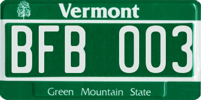 VT license plate BFB003