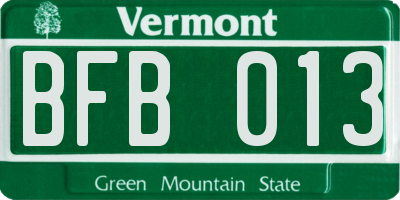 VT license plate BFB013
