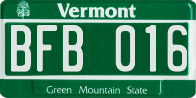 VT license plate BFB016