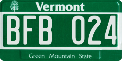 VT license plate BFB024