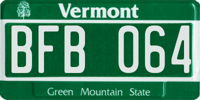VT license plate BFB064