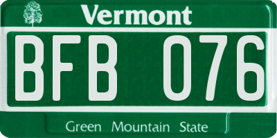 VT license plate BFB076
