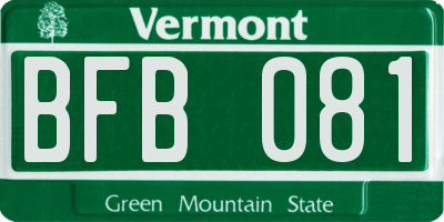 VT license plate BFB081