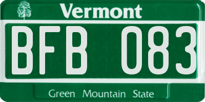 VT license plate BFB083