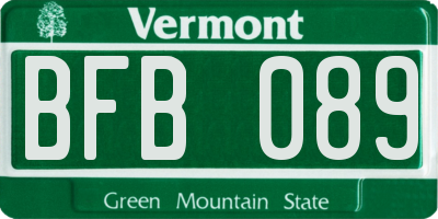 VT license plate BFB089