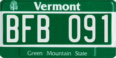 VT license plate BFB091