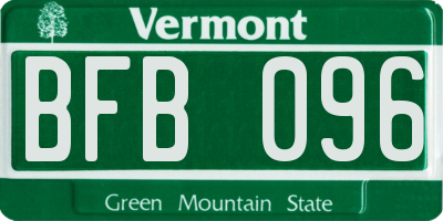 VT license plate BFB096