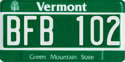 VT license plate BFB102
