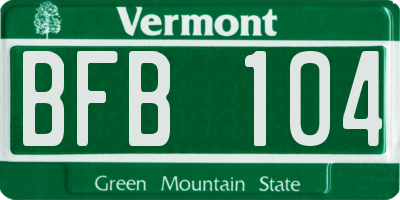VT license plate BFB104