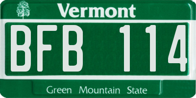 VT license plate BFB114