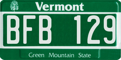 VT license plate BFB129