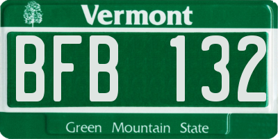 VT license plate BFB132