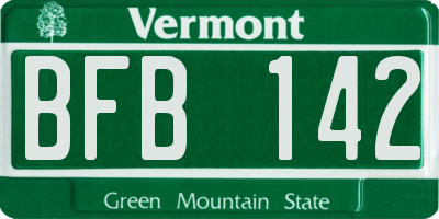 VT license plate BFB142